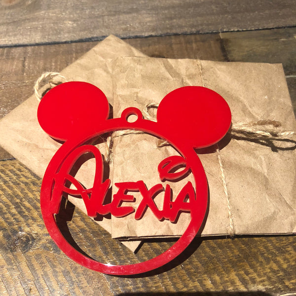 Personalised Mickey or Minnie Mouse Acrylic, Plywood or MDF Bauble