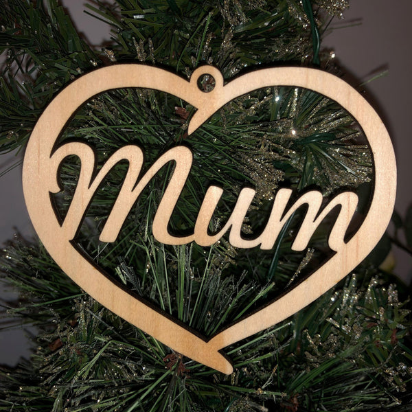 Personalised Acrylic, Plywood or MDF Love Heart Christmas Ornament