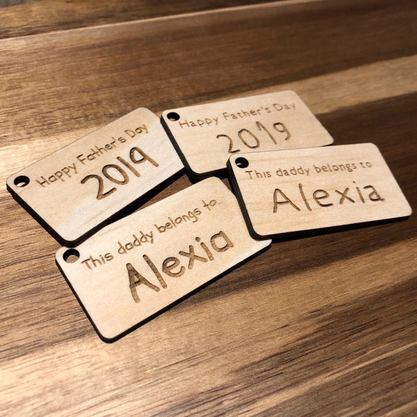 Personalised Plywood Father's Day Laser Engraved Keyring