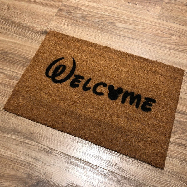 Mickey Mouse Inspired Natural Coir Welcome Door Mat