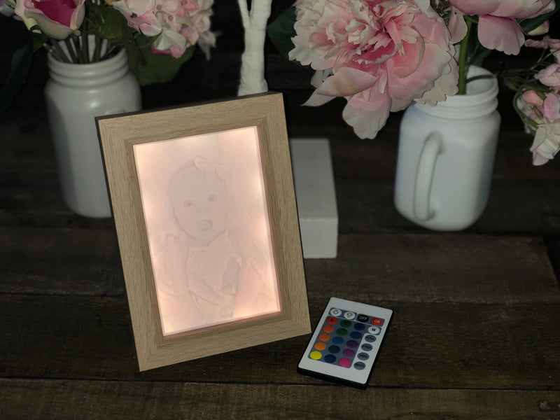 Personalised Lithophane LED Baby Photo Frame — USB or Battery