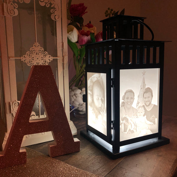 Personalised Lithophane Large LED Lantern — 4 Portrait Panels