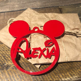 Personalised Mickey Mouse Acrylic, Plywood or MDF Bauble