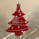 Personalised Christmas Tree Acrylic Bauble — Silver or Gold Trim