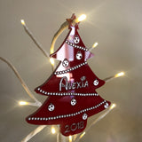 Personalised Christmas Tree Acrylic Bauble — Silver or Gold Trim