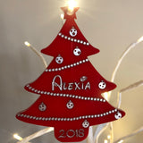 Personalised Christmas Tree Acrylic Bauble — Silver or Gold Trim