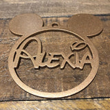 Personalised Mickey Mouse Acrylic, Plywood or MDF Bauble