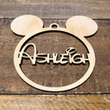 Personalised Mickey Mouse Acrylic, Plywood or MDF Bauble
