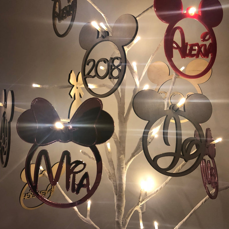 Personalised Minnie Mouse Acrylic, Plywood or MDF Bauble