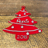 Personalised Christmas Tree Acrylic Bauble — Silver or Gold Trim