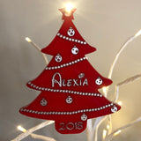 Personalised Christmas Tree Acrylic Bauble — Silver or Gold Trim