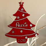 Personalised Christmas Tree Acrylic Bauble — Silver or Gold Trim