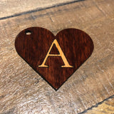 Personalised Jarrah or Cedar Monogram Love Heart Keyring