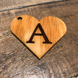 Personalised Jarrah or Cedar Monogram Love Heart Keyring