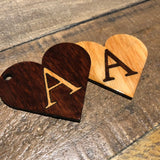 Personalised Jarrah or Cedar Monogram Love Heart Keyring