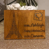 Personalised Laser Engraved Plywood Valentine Postcard