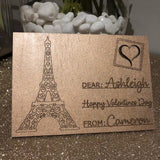 Personalised Laser Engraved Plywood Valentine Postcard