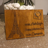 Personalised Laser Engraved Plywood Valentine Postcard