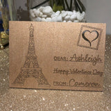 Personalised Laser Engraved Plywood Valentine Postcard