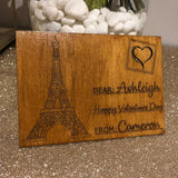 Personalised Laser Engraved Plywood Valentine Postcard