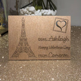 Personalised Laser Engraved Plywood Valentine Postcard