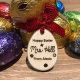 Personalised Easter Teacher Engraved Plywood Gift Tag