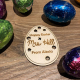 Personalised Easter Teacher Engraved Plywood Gift Tag