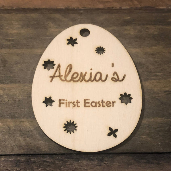 Personalised First Easter Engraved Plywood Gift Tag