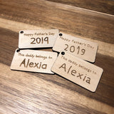 Personalised Plywood Father's Day Laser Engraved Keyring