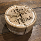 Personalised Laser Engraved Mr & Mrs Mango Wood Coasters