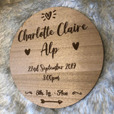 Personalised Timber Birth Announcement Sign