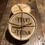 Personalised Laser Engraved Mr & Mrs Mango Wood Coasters