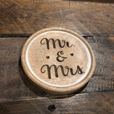Personalised Laser Engraved Mr & Mrs Mango Wood Coasters