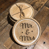 Personalised Laser Engraved Mr & Mrs Mango Wood Coasters