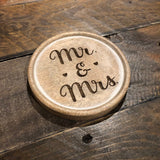 Personalised Laser Engraved Mr & Mrs Mango Wood Coasters