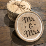 Personalised Laser Engraved Mr & Mrs Mango Wood Coasters