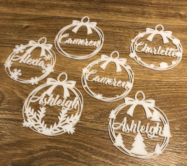 Set of 18 — 7cm White Acrylic Christmas Ornaments (Design 1)