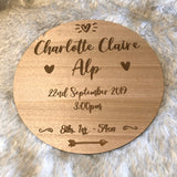 Personalised Timber Birth Announcement Sign