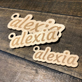 Personalised Laser Engraved Timber Name Keyring (Variation)