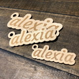 Personalised Laser Engraved Timber Name Keyring (Variation)