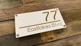 Custom Two-Layer Acrylic House Number & Street Name Plaque — White Front