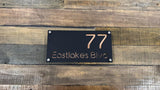 Custom Two-Layer Acrylic House Number & Street Name Plaque — Black Front