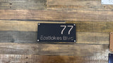 Custom Two-Layer Acrylic House Number & Street Name Plaque — Black Front