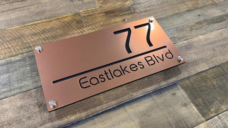 Custom Rose Gold Acrylic House Number & Street Name Plaque