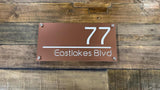 Custom Rose Gold Acrylic House Number & Street Name Plaque